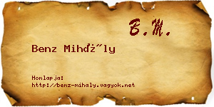 Benz Mihály névjegykártya